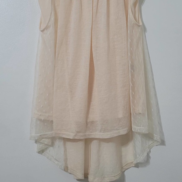 Ryu Top Small‎ Cream Lace Knit Sleeveless Tank Boho Peasant Flowy Hi Low Hem Y2K - Picture 5 of 10